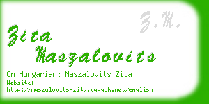 zita maszalovits business card